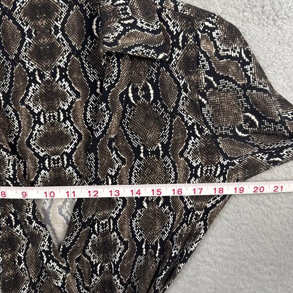 Calvin Klein Wrap Dress Snakeskin Pattern Long Sleeve Collared Size 6 Maximalist - Picture 4 of 9